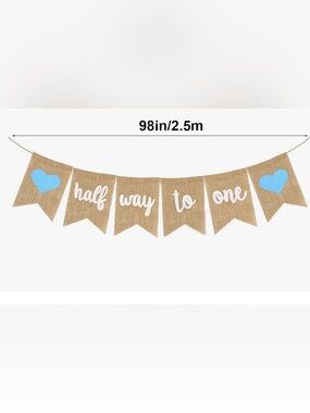 Rustic Burlap Banner Garland "Half Way to One" - Natural Color